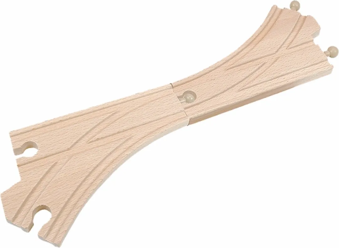 Woody Toys Houten Treinbaan Wissels - Set van 2 - Stimuleert creativiteit - 90565