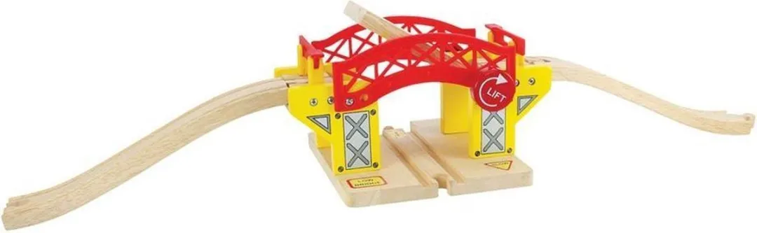 BIGJIGS Treinset Hefbrug BJT189 - Houten treinbaan - Rood - afbeelding 6 van 6