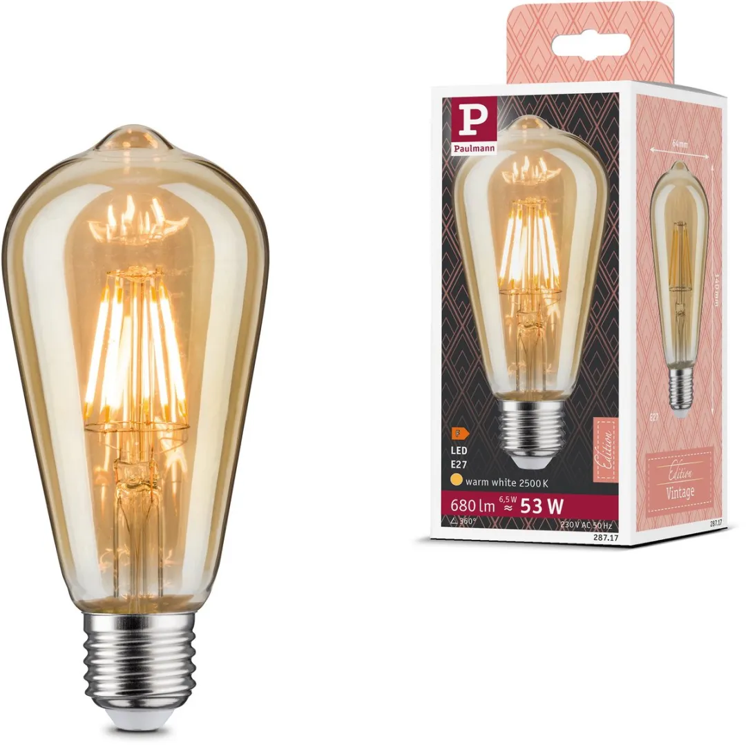 Paulmann Vintage Edition LED-kolf ST64 E27 680lm 6,5W 2500K - Goud
