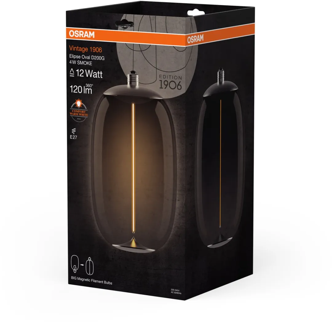 Osram Vintage 1906 BIG LED Lamp 4W E27 Warm Wit - Rookglas - afbeelding 6 van 6