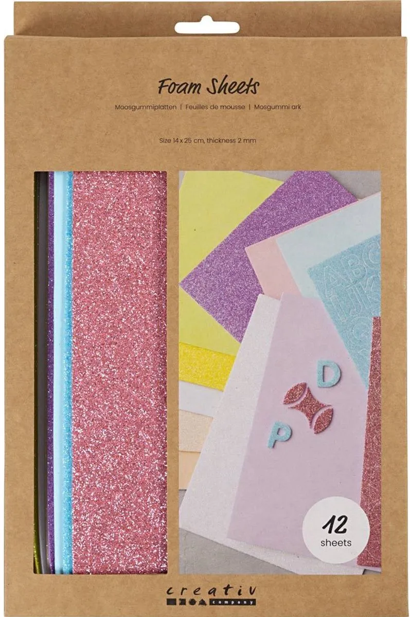Creativ Company Foam Vellen 14x25cm - 12 Stuks Pastel