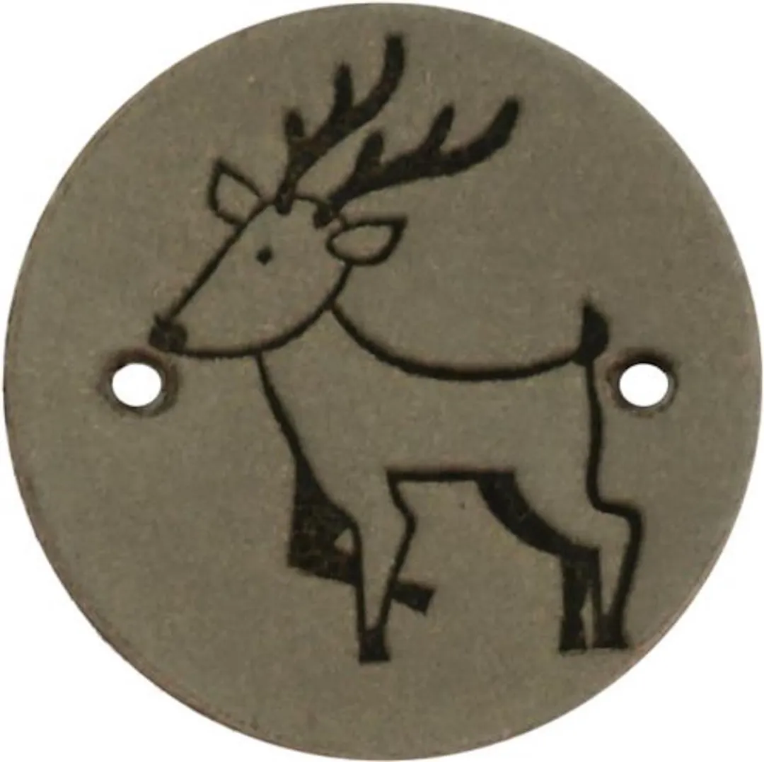 Durable Leren Rond Label met Hert - Set van 2