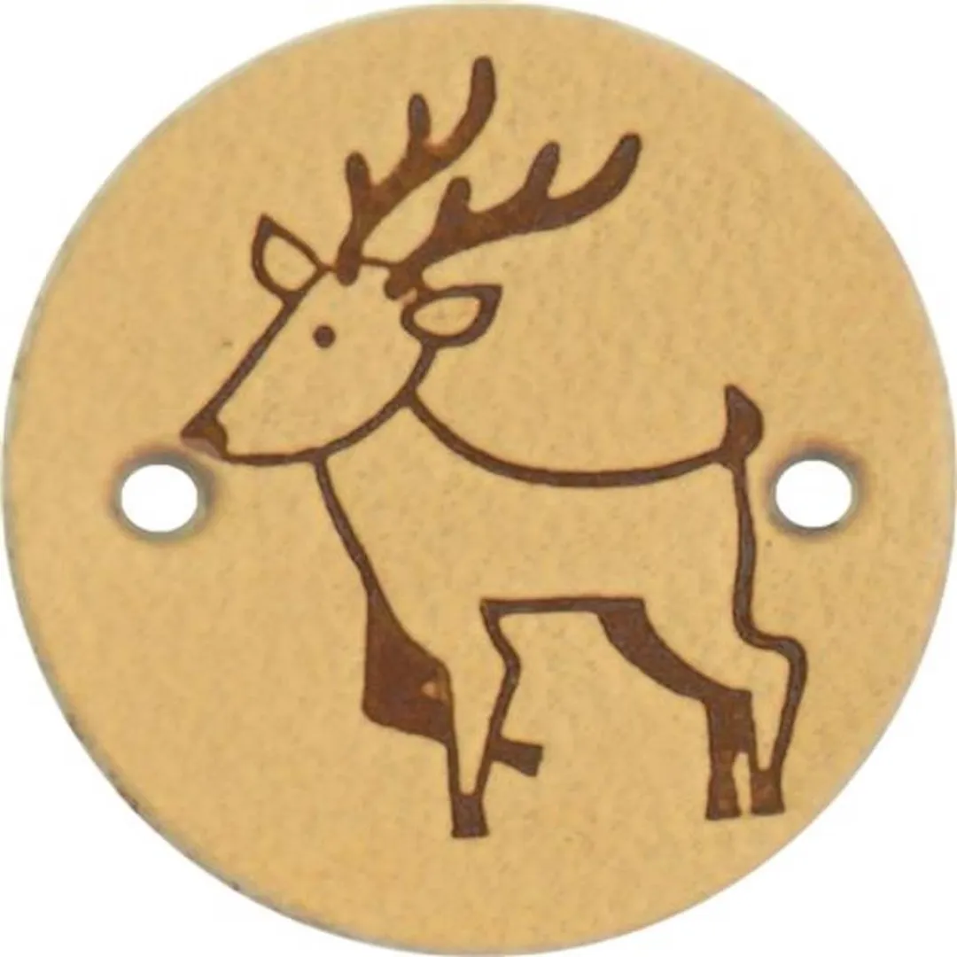 Durable Leren Rond Label met Hert - Set van 2
