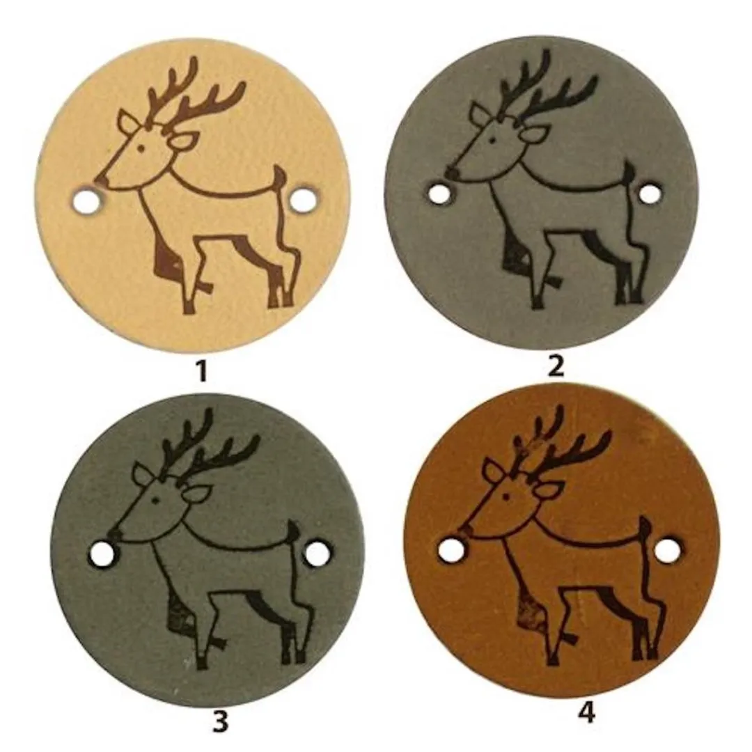 Durable Leren Rond Label met Hert - Set van 2