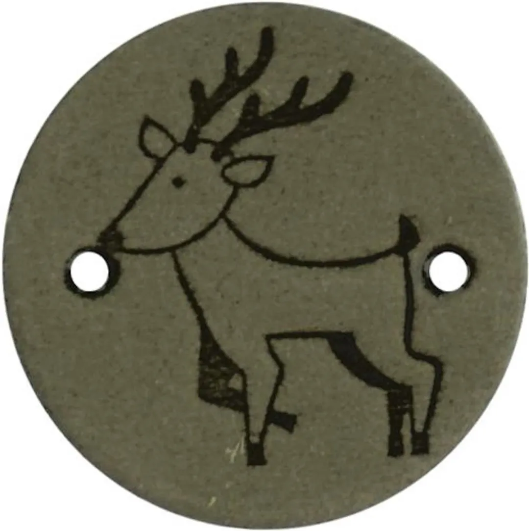 Durable Leren Rond Label met Hert - Set van 2