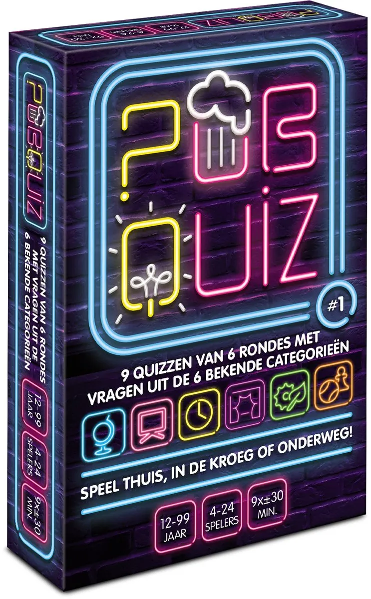 Pubquiz #1 Kaartspel - 198 Vragen - 4-24 Spelers
