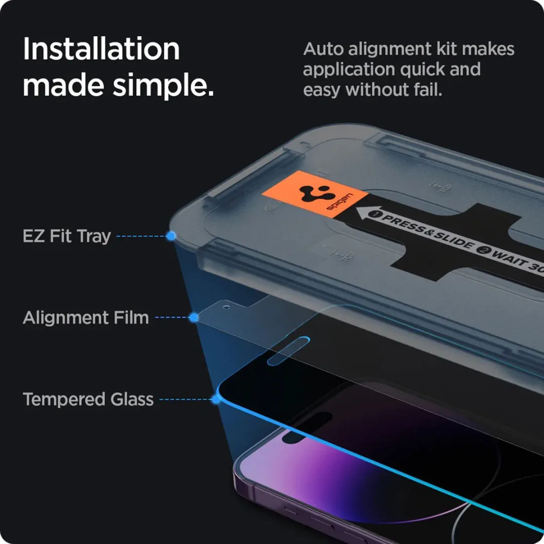 Spigen EZ Fit Glas.tR iPhone 14 Pro Screenprotector - 2 Stuks
