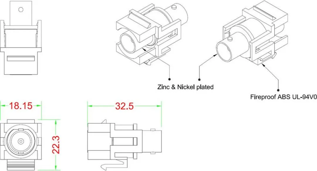 Renkforce RF-KS-BNC BNC-inbouwmodule - Kleurloos