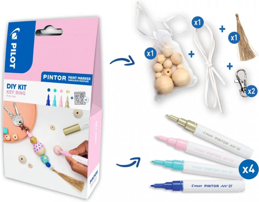 Pilot Pintor DIY Sleutelhangerkit - 10 Stuks - 4 Markers