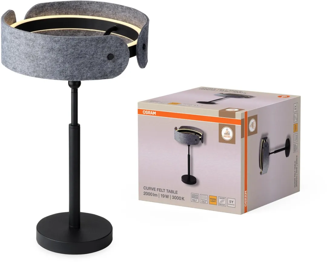 Osram Decor Curve Vilt LED Tafellamp 19W - 550lm - Donkergrijs