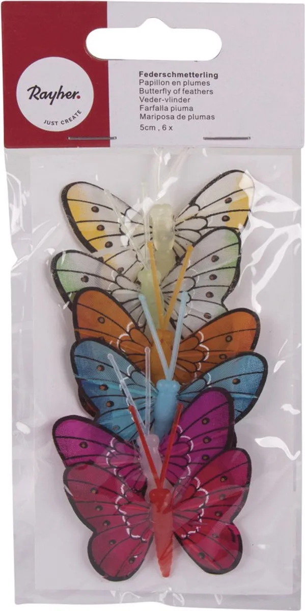 Rayher Vlinders Decoratie - 6 Stuks - 5cm - Multi