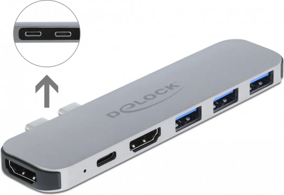 Delock 87753 Docking Station MacBook - Dual HDMI 4K - Grijs - afbeelding 6 van 6
