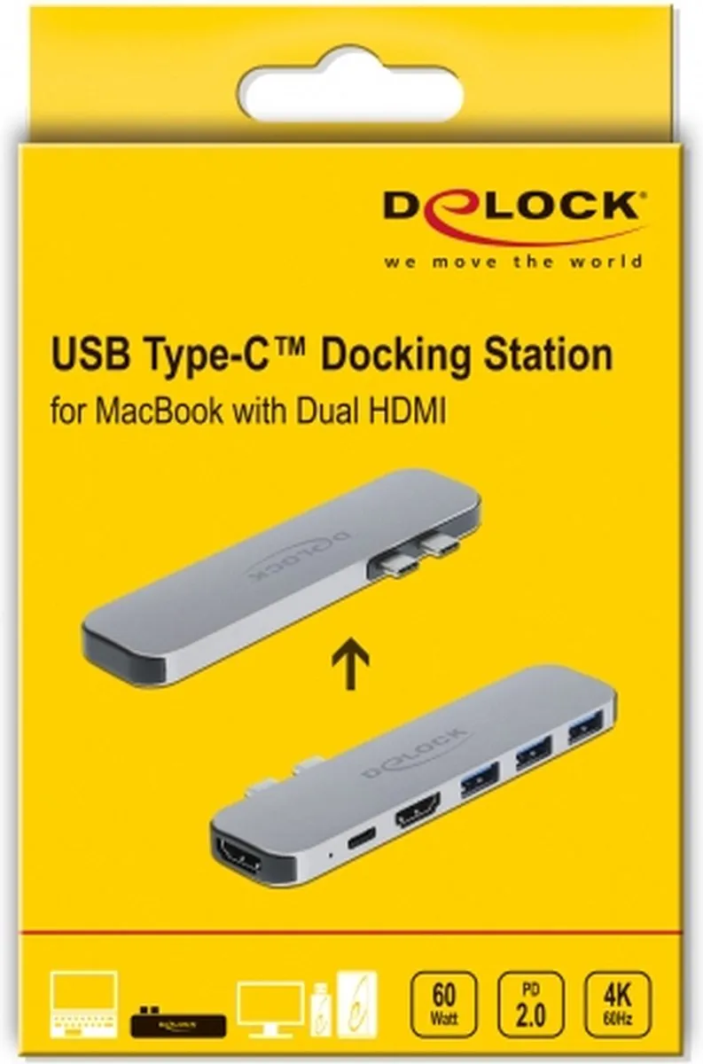Delock 87753 Docking Station MacBook - Dual HDMI 4K - Grijs
