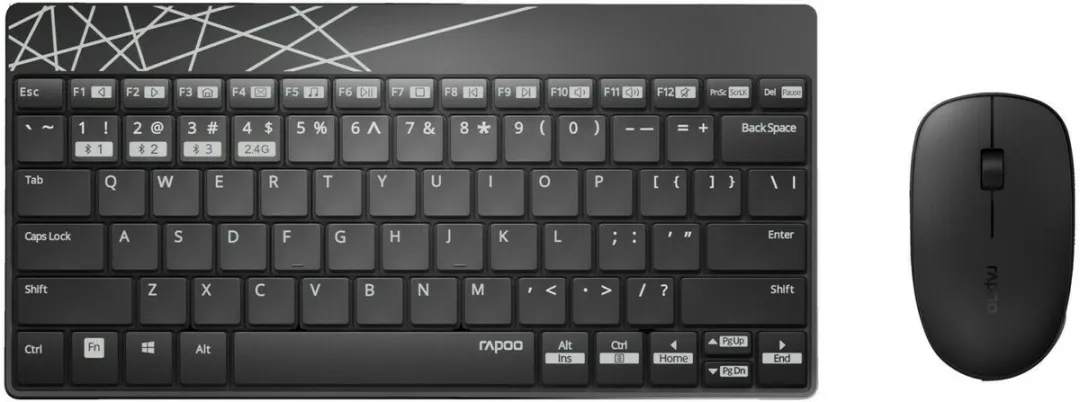 Rapoo 8000M Bluetooth Toetsenbord & Muis Set - Zwart - afbeelding 2 van 2