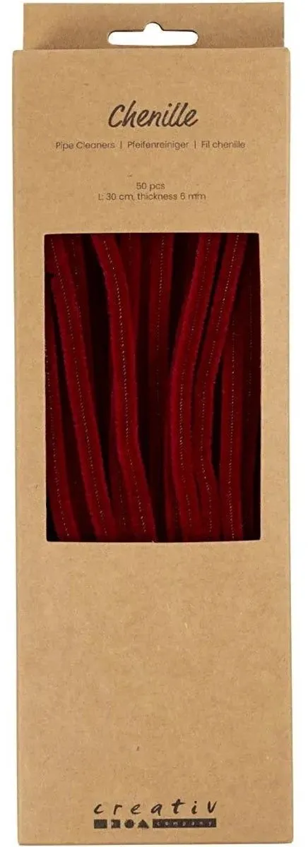 Creativ Company Chenilledraad Donkerrood 6mm - 50 Stuks