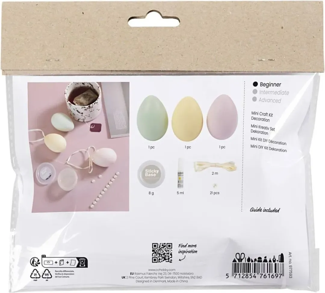 Creativ Company Mini Hobbyset Decoratie Eieren Pastelkleuren - 3 Stuks