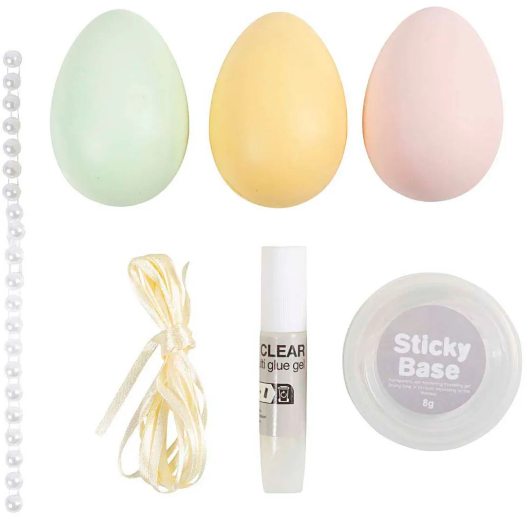 Creativ Company Mini Hobbyset Decoratie Eieren Pastelkleuren - 3 Stuks