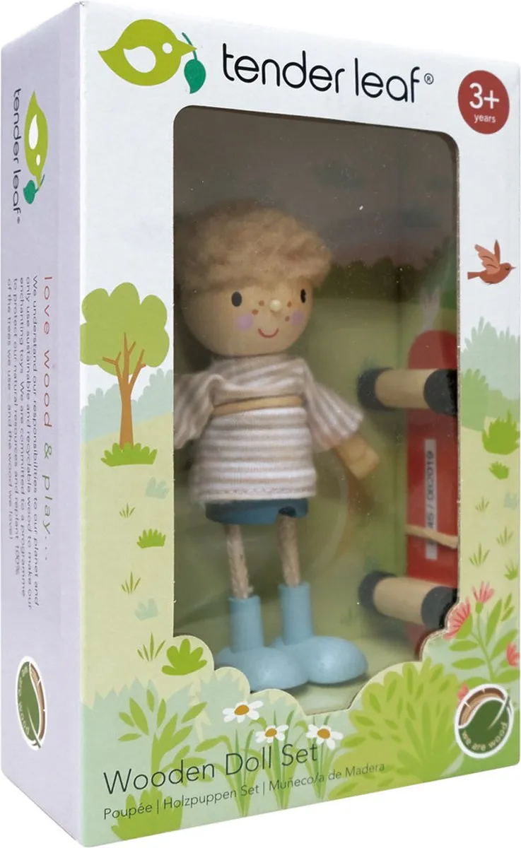 Tender Leaf Toys Popje Edward Skateboard - Blauw/Bruin