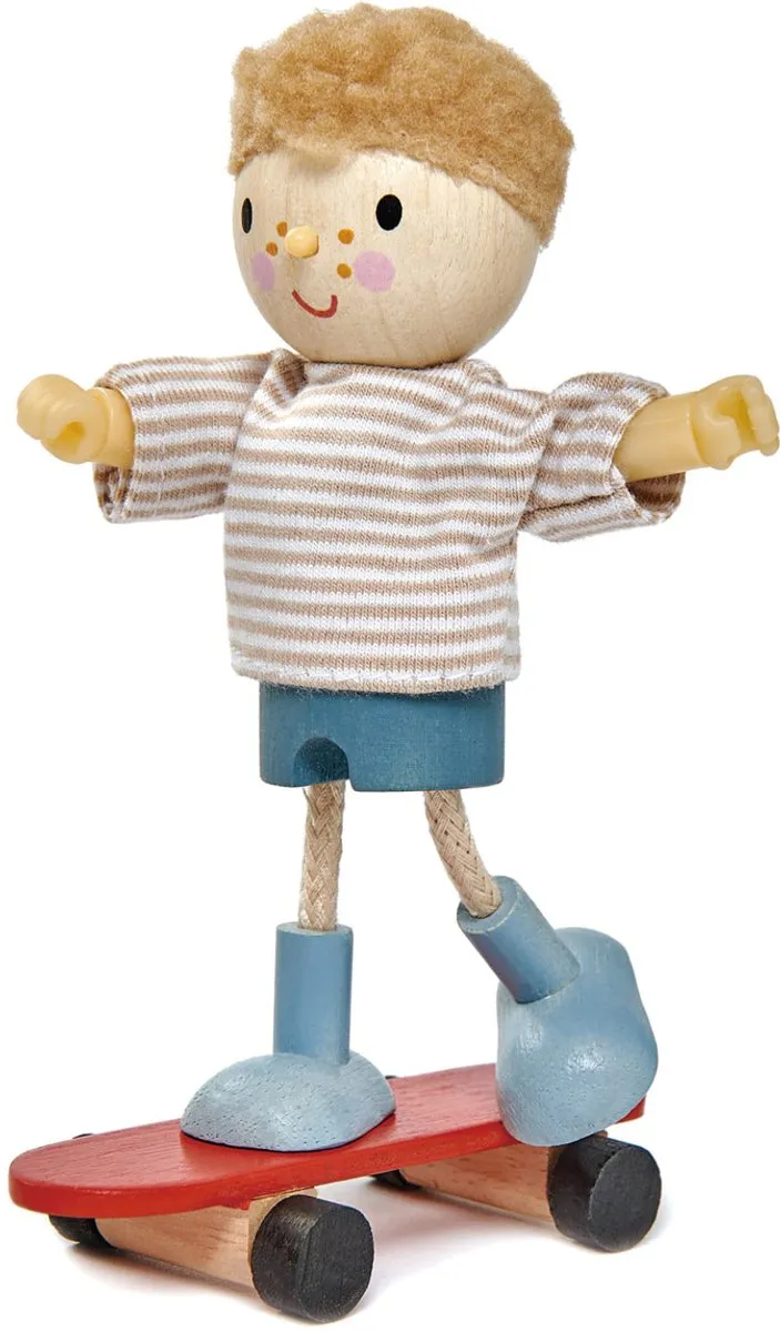 Tender Leaf Toys Popje Edward Skateboard - Blauw/Bruin