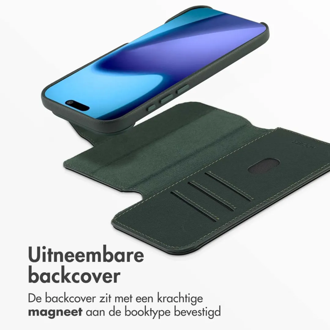 Accezz iPhone 17 Air Hoesje Leather Bookcase 2-in-1 - 3 Pasjes - Cedar Green