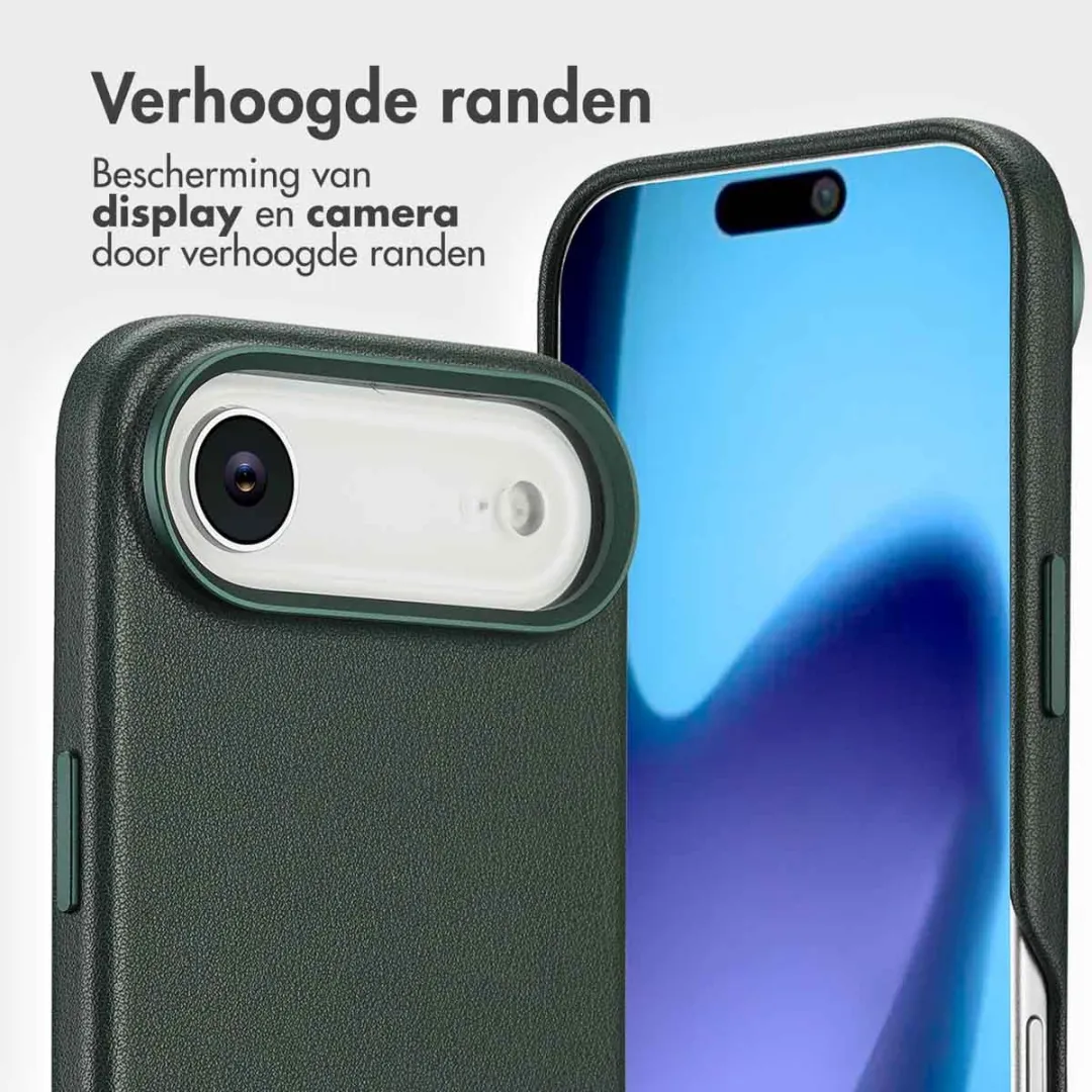 Accezz iPhone 17 Air Hoesje Leather Bookcase 2-in-1 - 3 Pasjes - Cedar Green