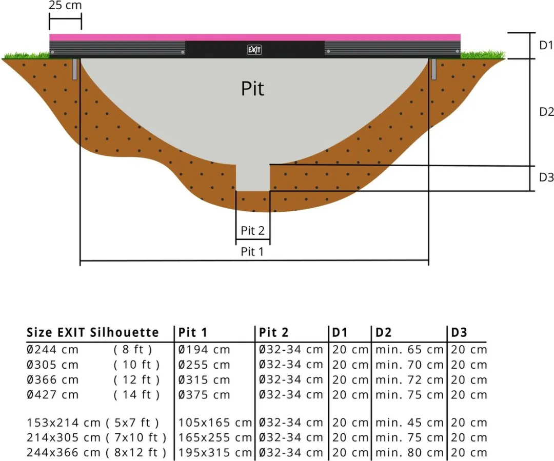 EXIT Silhouette Inground Trampoline 305cm - Roze