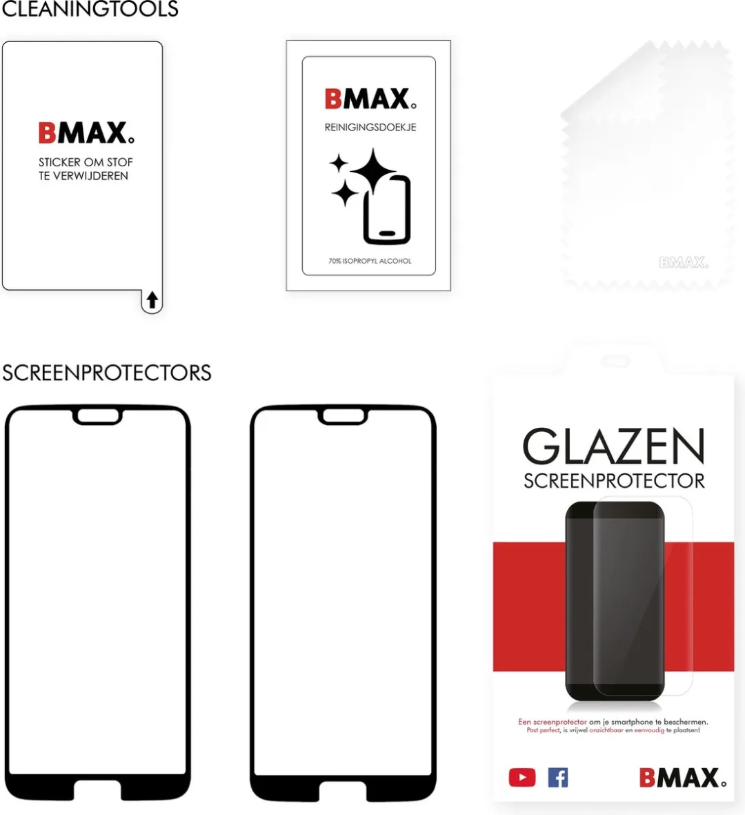 BMAX BM-71974378 Glazen Screenprotector - Huawei P20 Pro - 2 Stuks