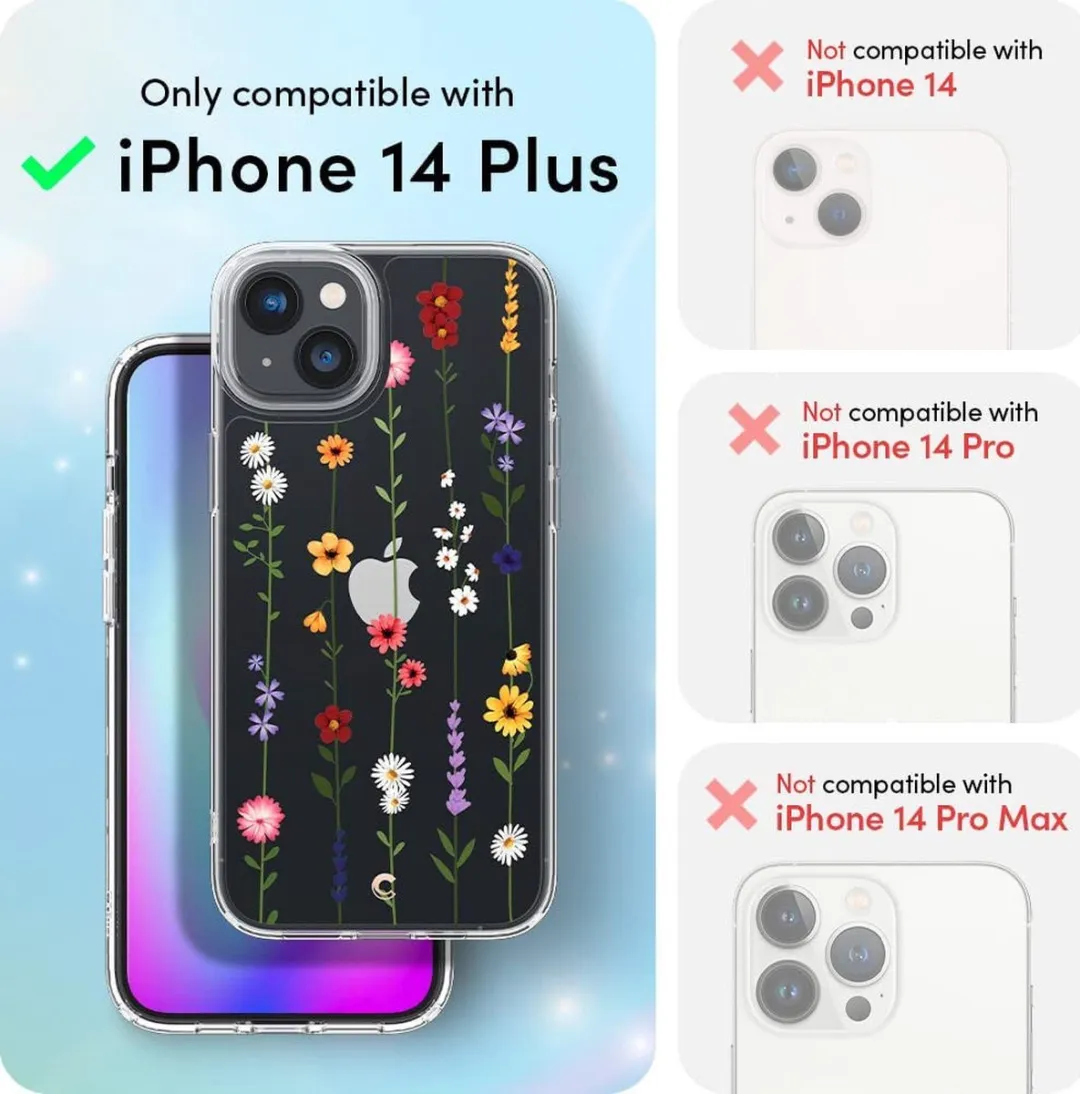 Spigen Cecile Hoesje iPhone 14 Plus - Transparant Flower Garden