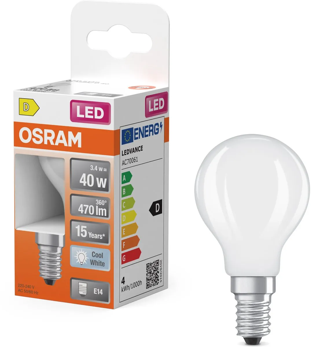Osram LED-lamp Star Globe P40 Filament 3,4W E14 - 470lm Mat