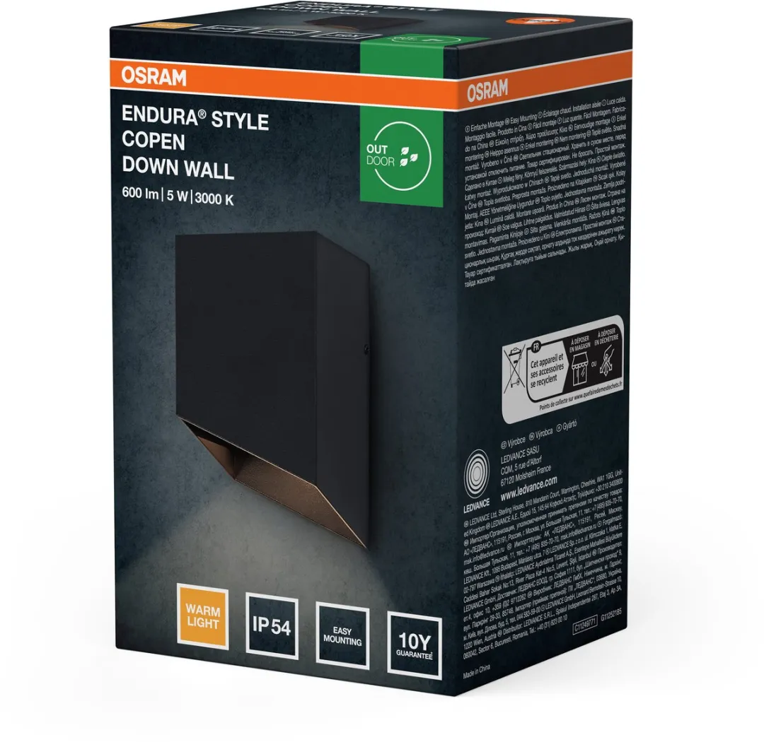 Osram Endura Style Copen Down Wall 5W IP54 - Warm wit - Donkergrijs - afbeelding 6 van 6