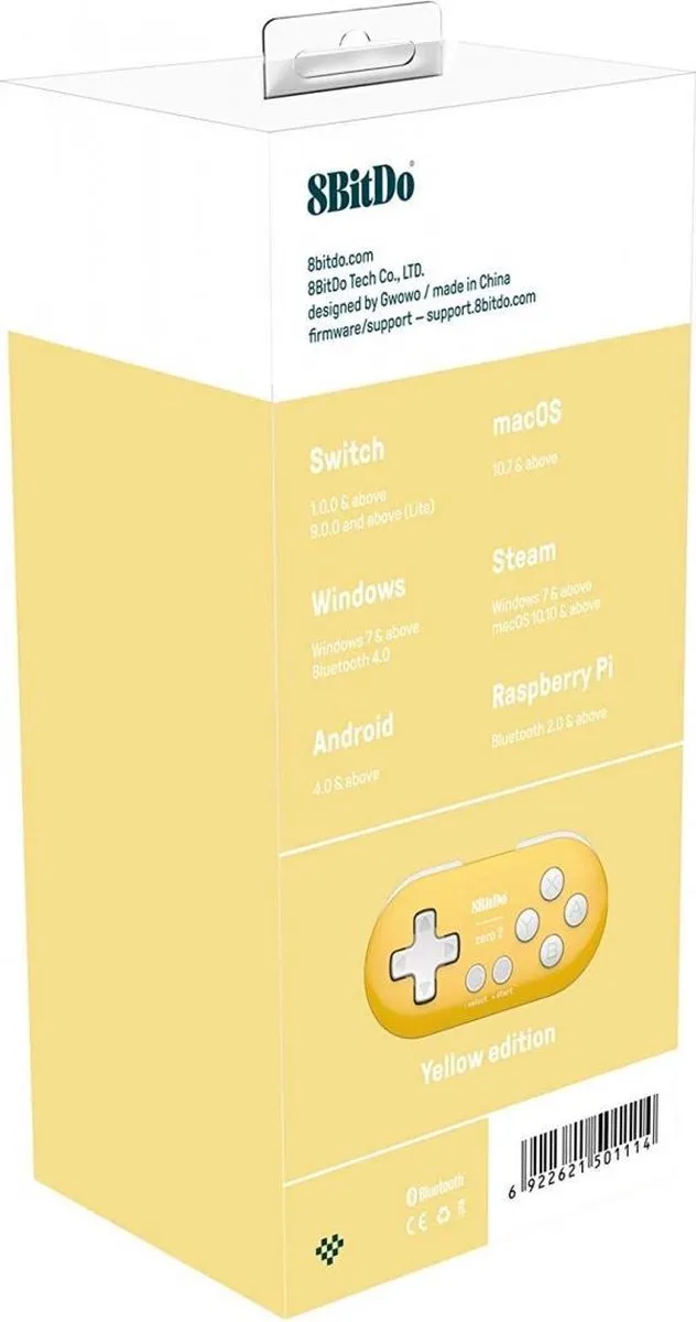 8Bitdo Zero 2 Mini Bluetooth Gamepad - Geel