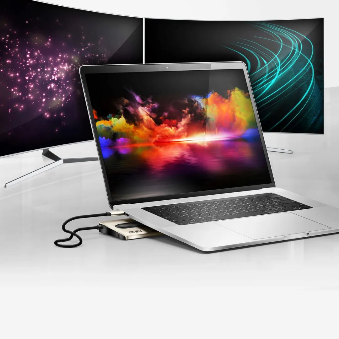 Aten UH3237 USB-C Multipoort Dock - Power Passthrough - Zwart/Goud
