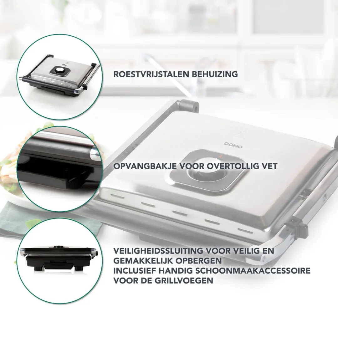 Domo DO9135G Contactgrill 2000W - 4 Platen