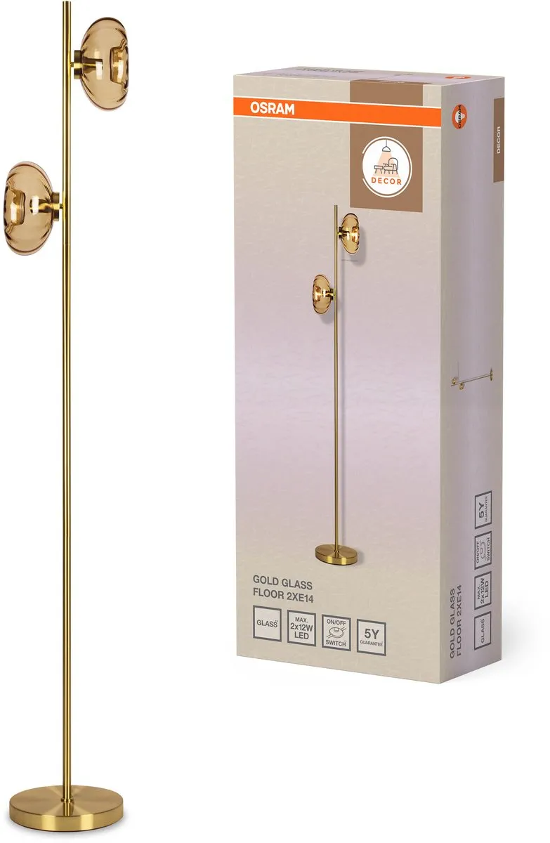 Osram Decor Goudglas Vloerlamp - 2xE14 Amber