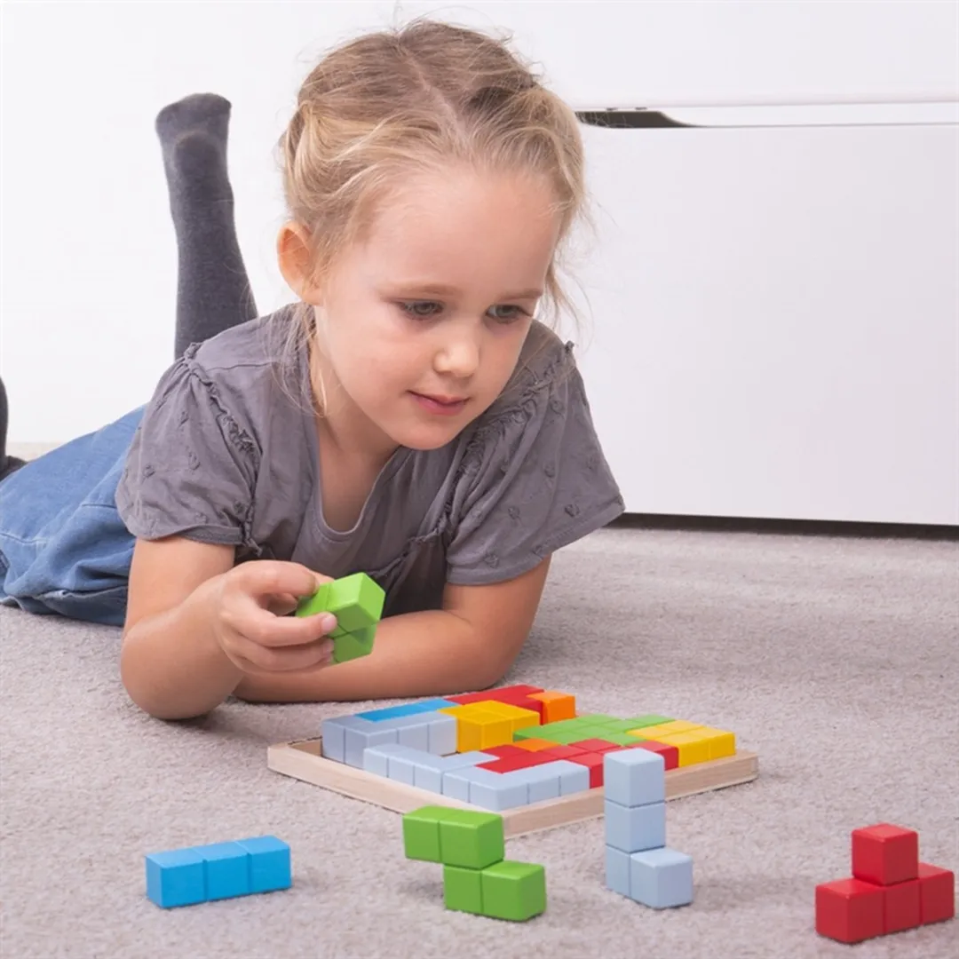 BIGJIGS Patroon Blokken 33019 - Houten Puzzle - Multicolor