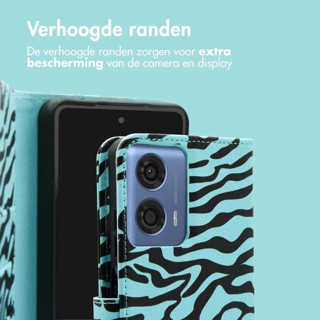 Imoshion Moto G04/G24 Bookcase Hoesje - Black Blue Stripes