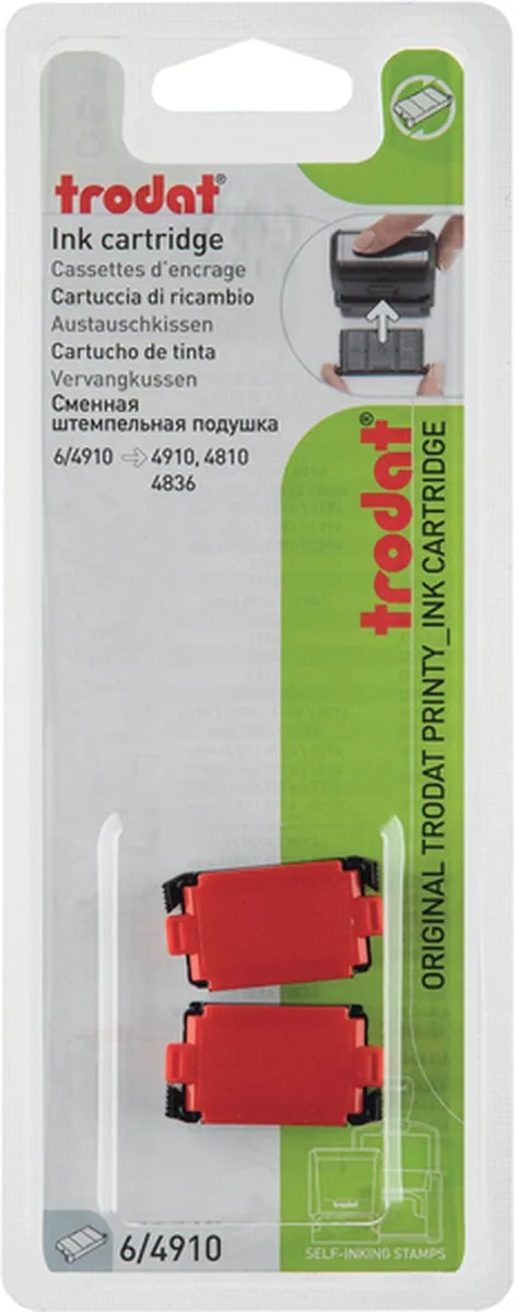 Trodat Printy 6/4910 Stempelkussen - 2 Stuks Rood