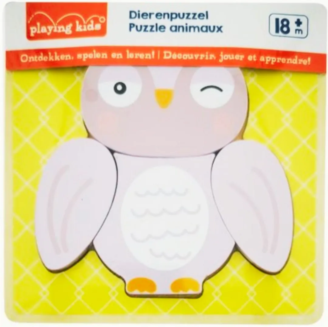 Playing Kids Houten Dierenpuzzel Uil