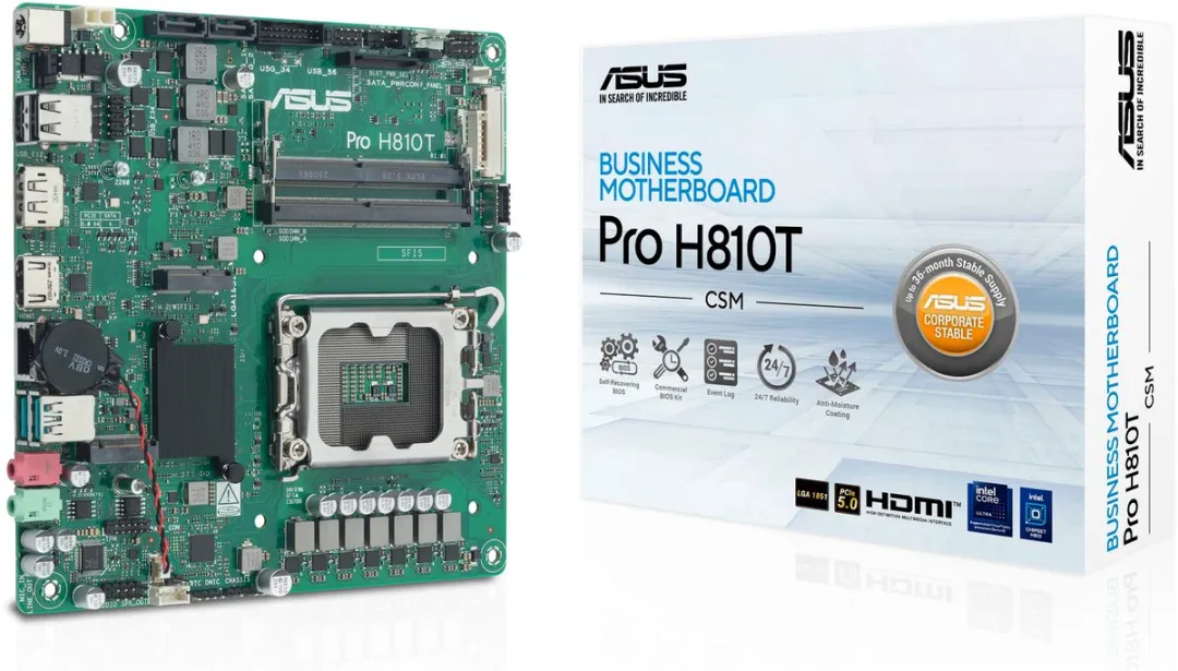 ASUS Pro H810T-CSM Thin Mini ITX Moederbord - LGA 1851