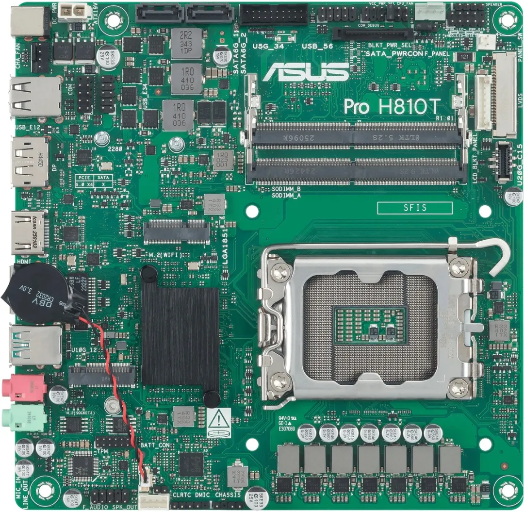 ASUS Pro H810T-CSM Thin Mini ITX Moederbord - LGA 1851