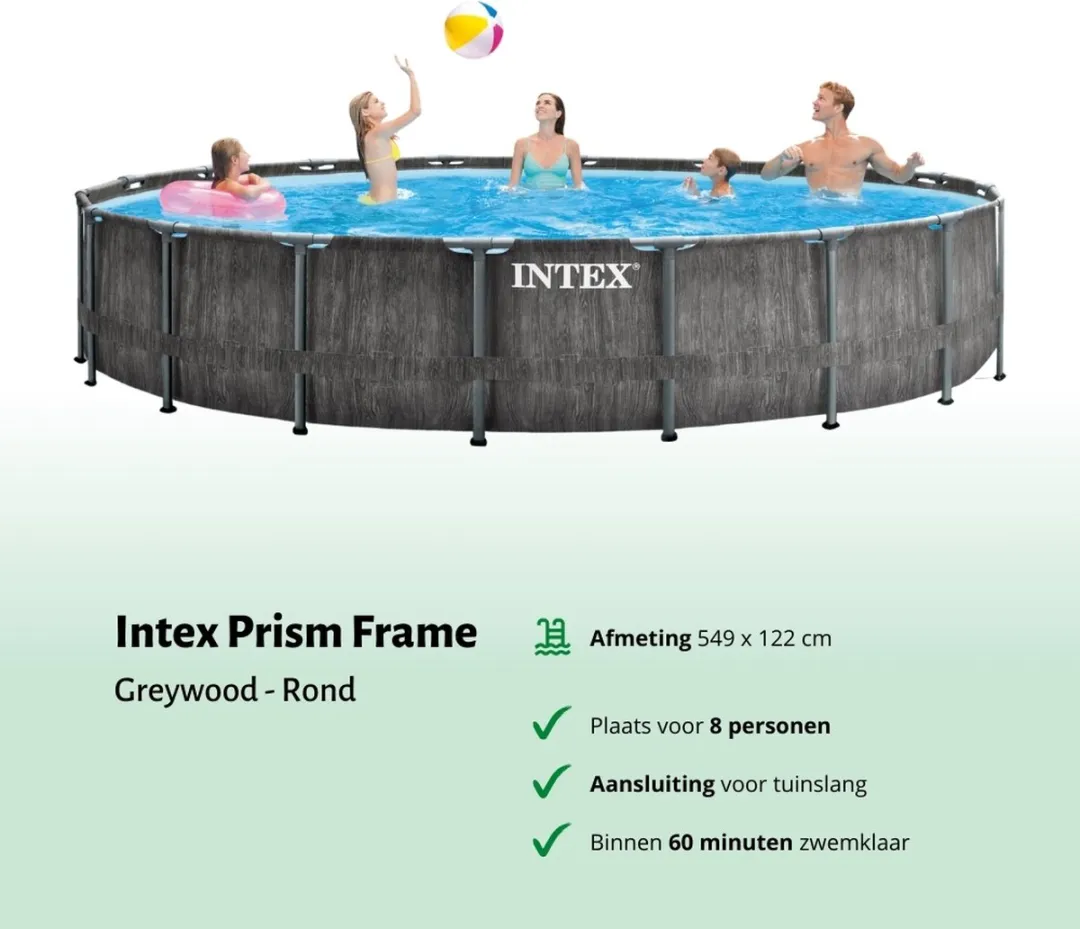 Intex Rond Prism Frame Zwembad 549x122cm - Grijs