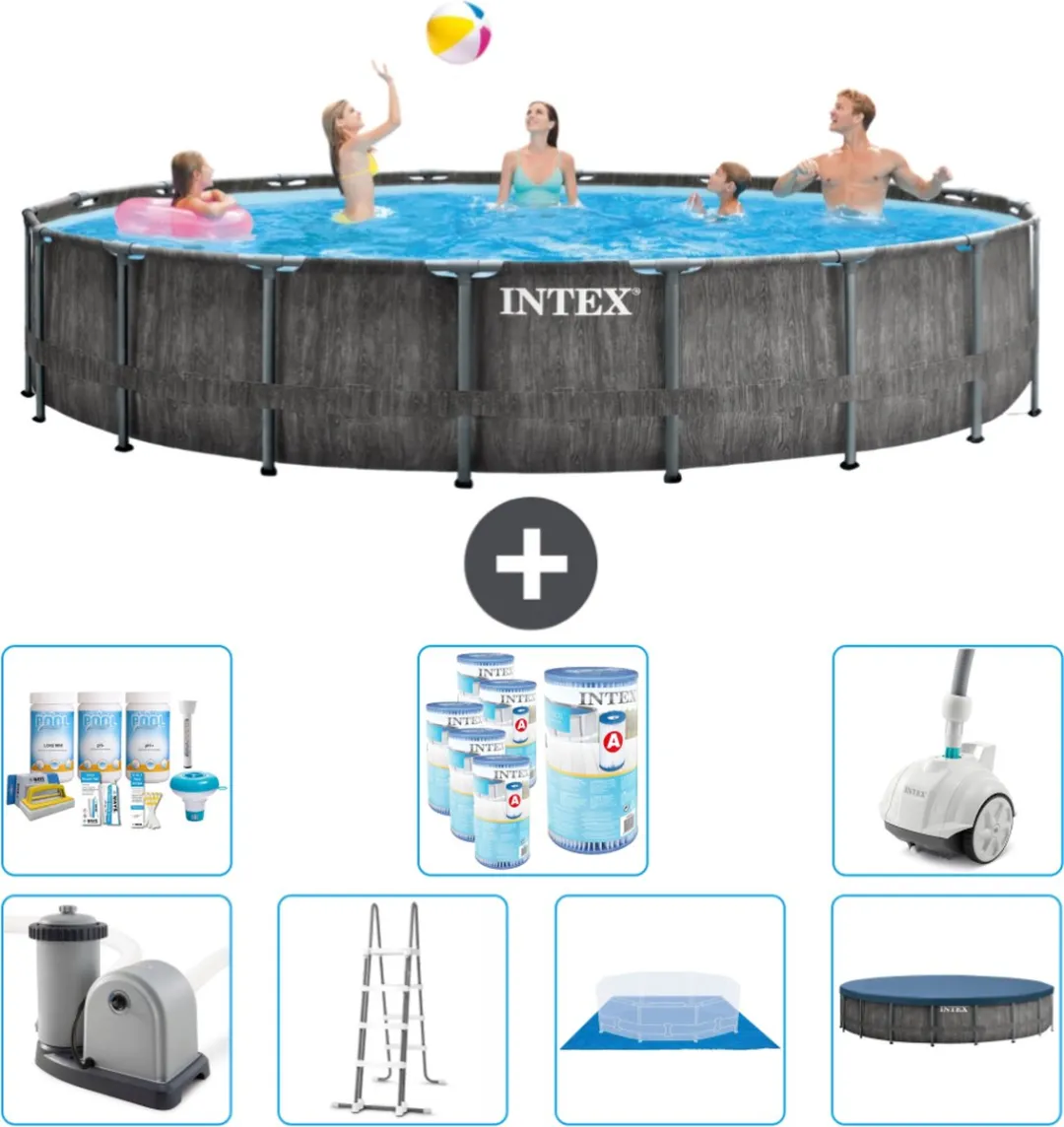 Intex Rond Prism Frame Zwembad 549x122cm - Grijs