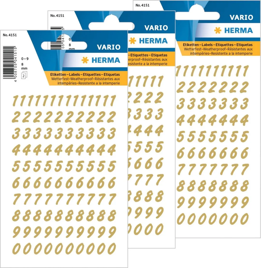 Herma Gouden Cijferstickers 0-9 - 416 Stuks
