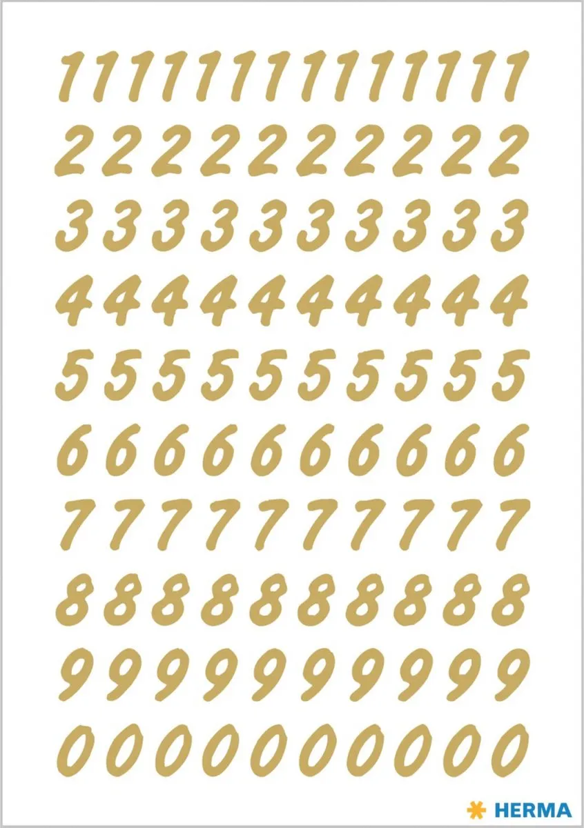 Herma Gouden Cijferstickers 0-9 - 416 Stuks