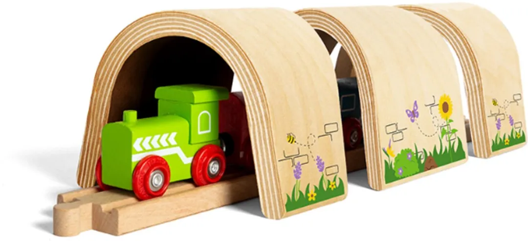 BIGJIGS Houten Treintunnel BJT604 Verlengstuk - 1 Stuk - Meerdere kleuren