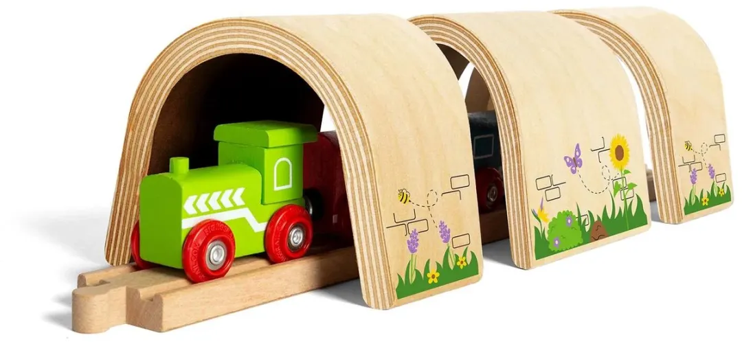 BIGJIGS Houten Treintunnel BJT604 Verlengstuk - 1 Stuk - Meerdere kleuren