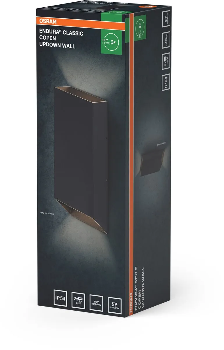 Osram Endura Classic Copen Updown Wall GU10 IP54 - Donkergrijs