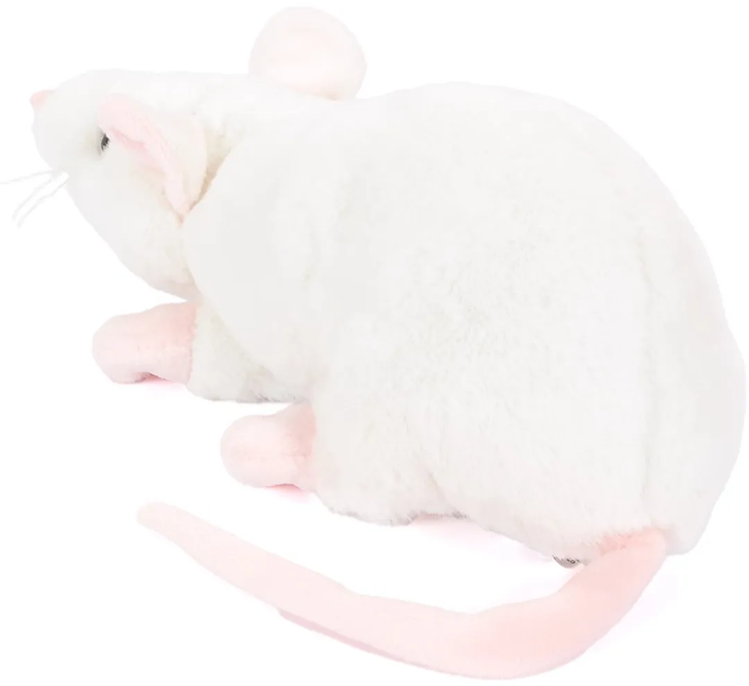 PIA Soft Toys Pluche Muis Liggend 23cm - Wit/Roze