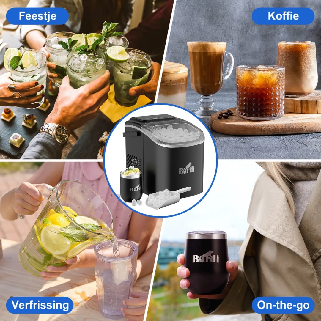 Bardi Deluxe IJsblokjesmachine 1.2L - 100W - Zwart