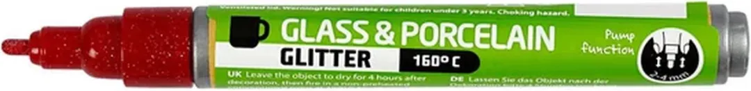 Creativ Company Glas- & Porseleinstiften Donkerrood 2-4mm Glitter